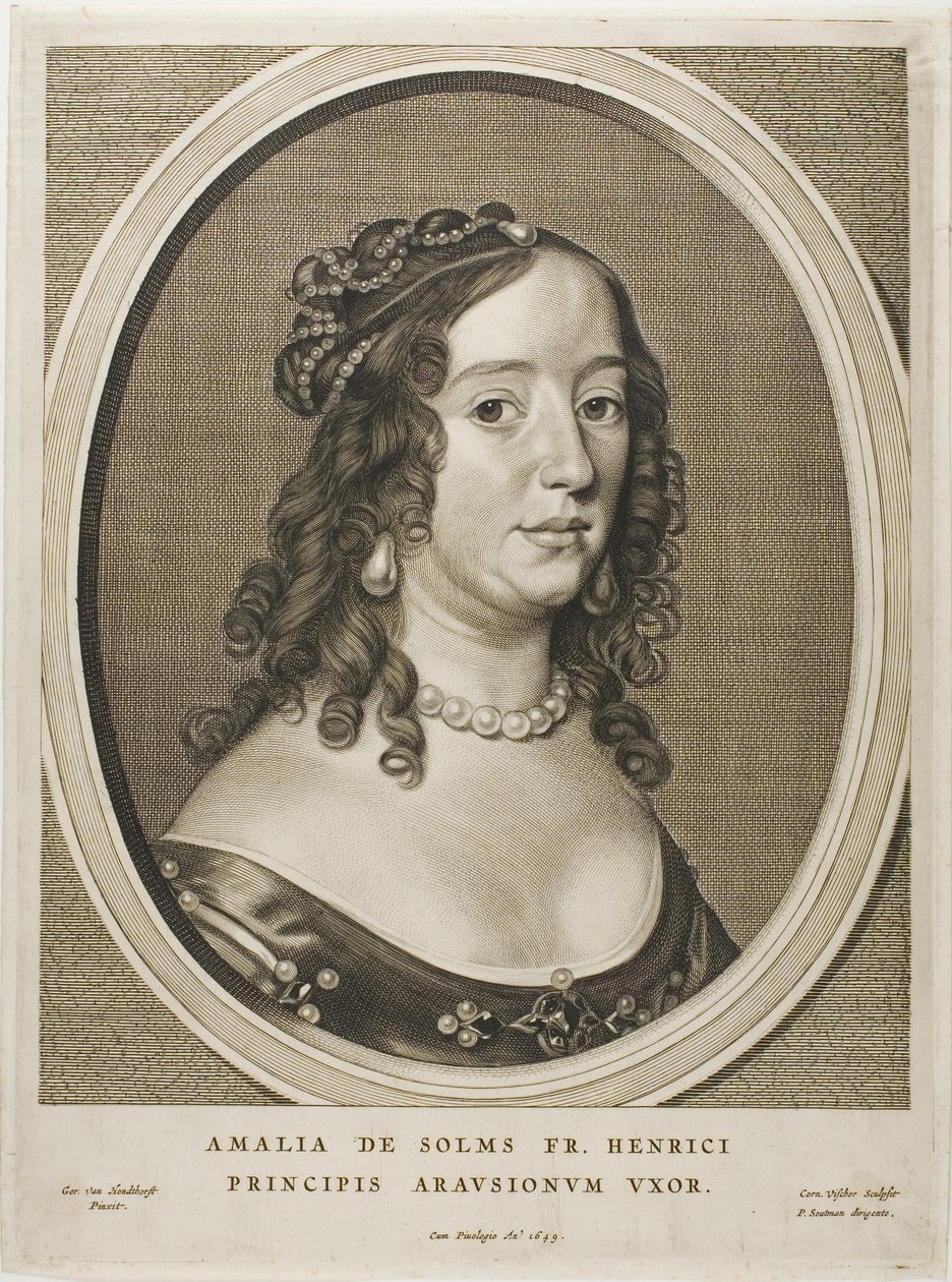 Amalia van Solms, hustru till Frederick Henry, från Nio porträtt av Cornelis Visscher