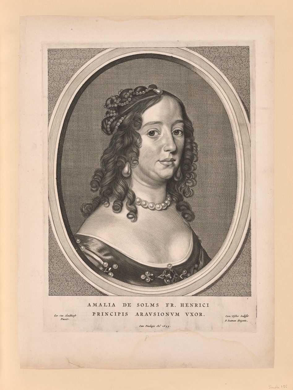 Amalia van Solms, hustru till Frederick Henry, från Nio porträtt av Cornelis Visscher