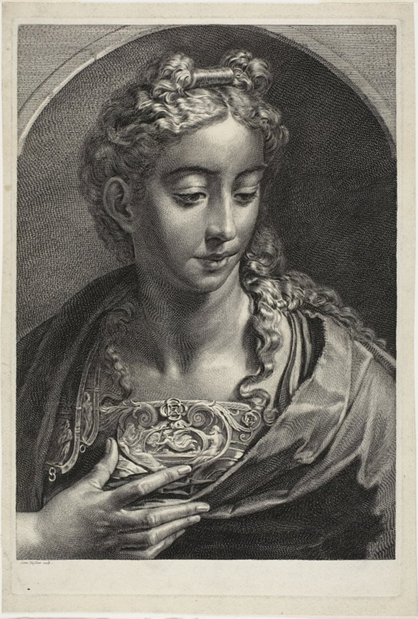 Athena, från kabinettet Reynst; Cabinet Reynst: Gravyrer av olika bilder målade av kända konstnärer av Cornelis Visscher