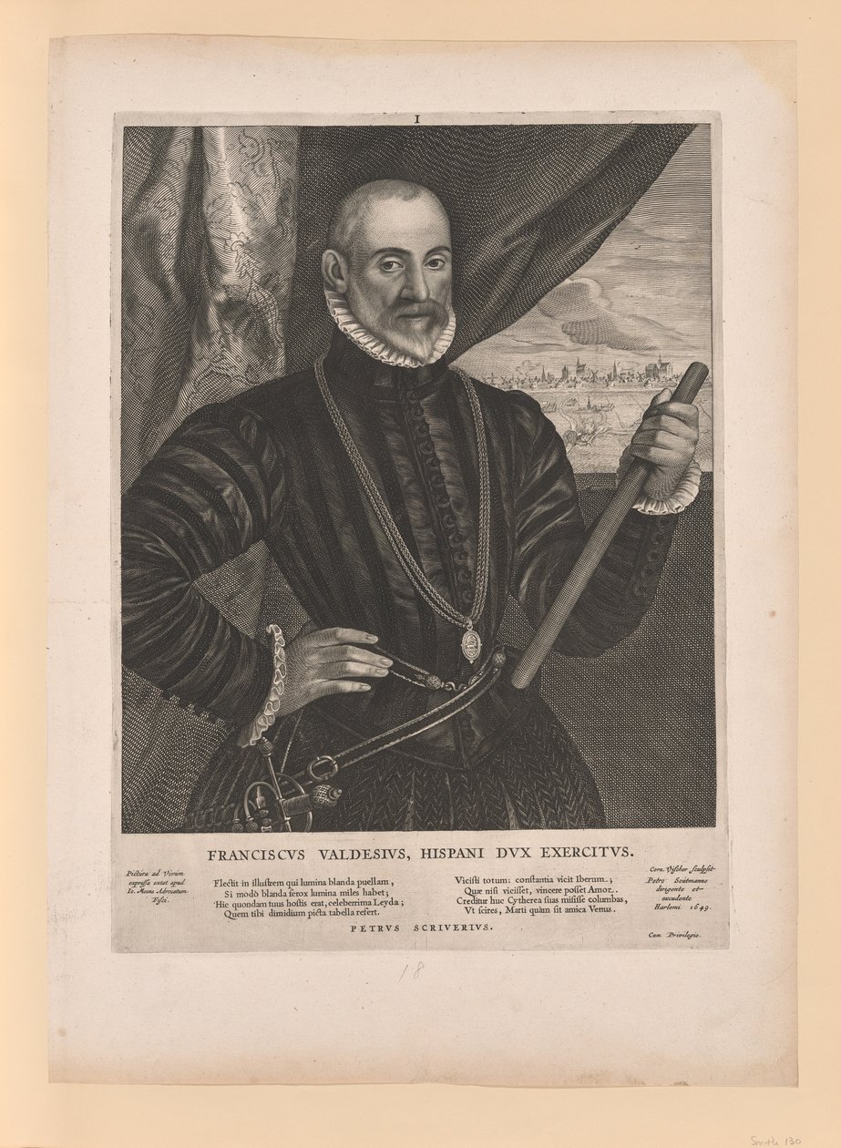 Francisco Valdes, spansk befälhavare, från Quatuor Personae av Cornelis Visscher