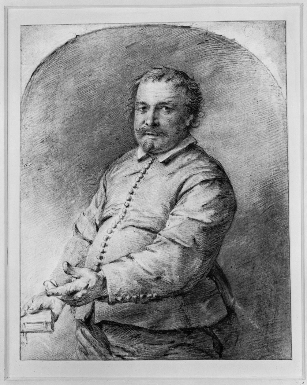 Halvfigur av en medelålders skäggig man, stående halvt vänd åt vänster av Cornelis Visscher