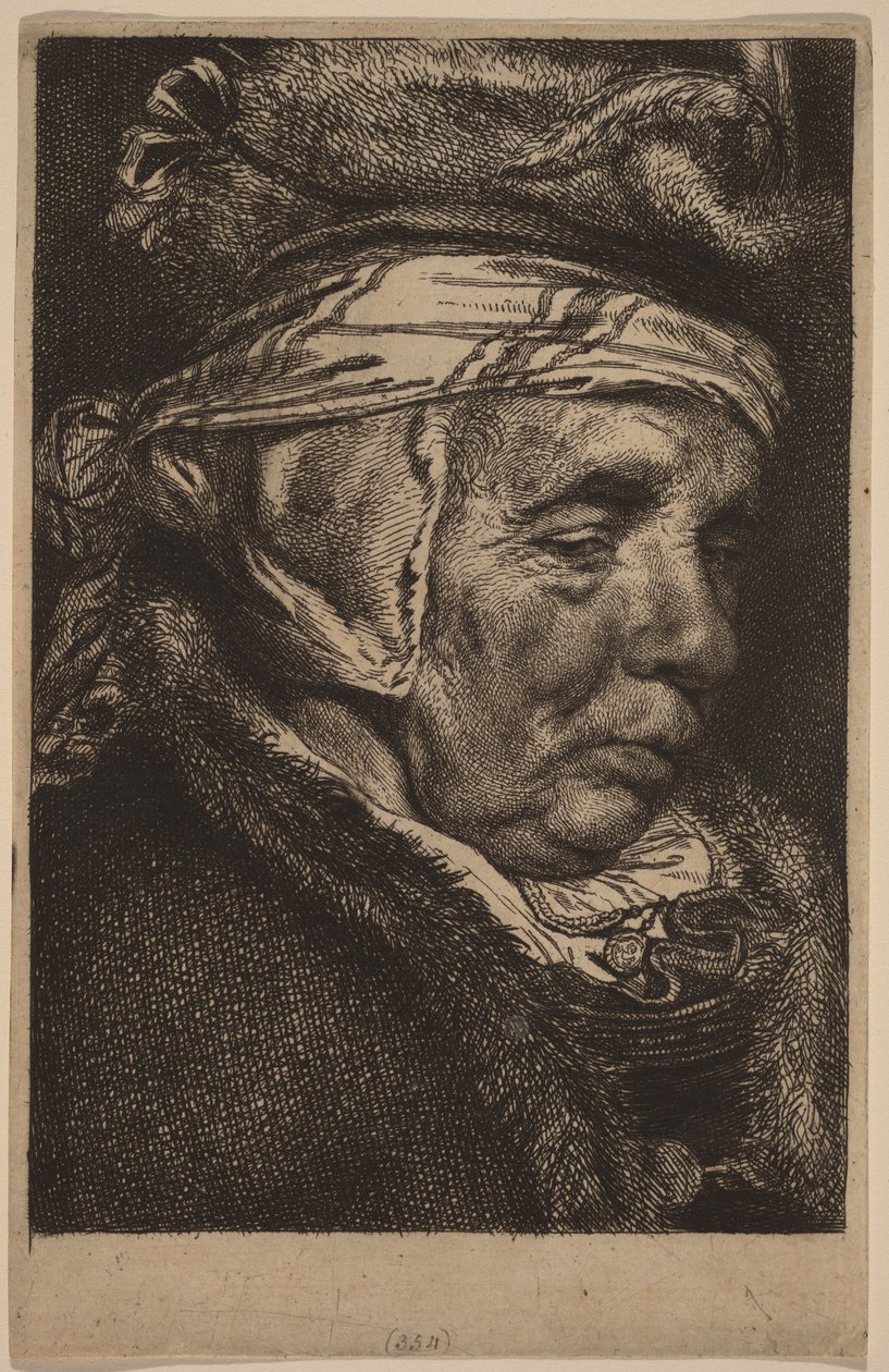 Huvudet av en äldre kvinna (Visschers mor) av Cornelis Visscher