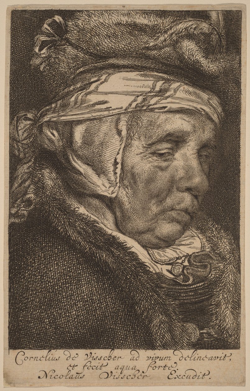Huvud av en gammal kvinna (Visschers mor) av Cornelis Visscher