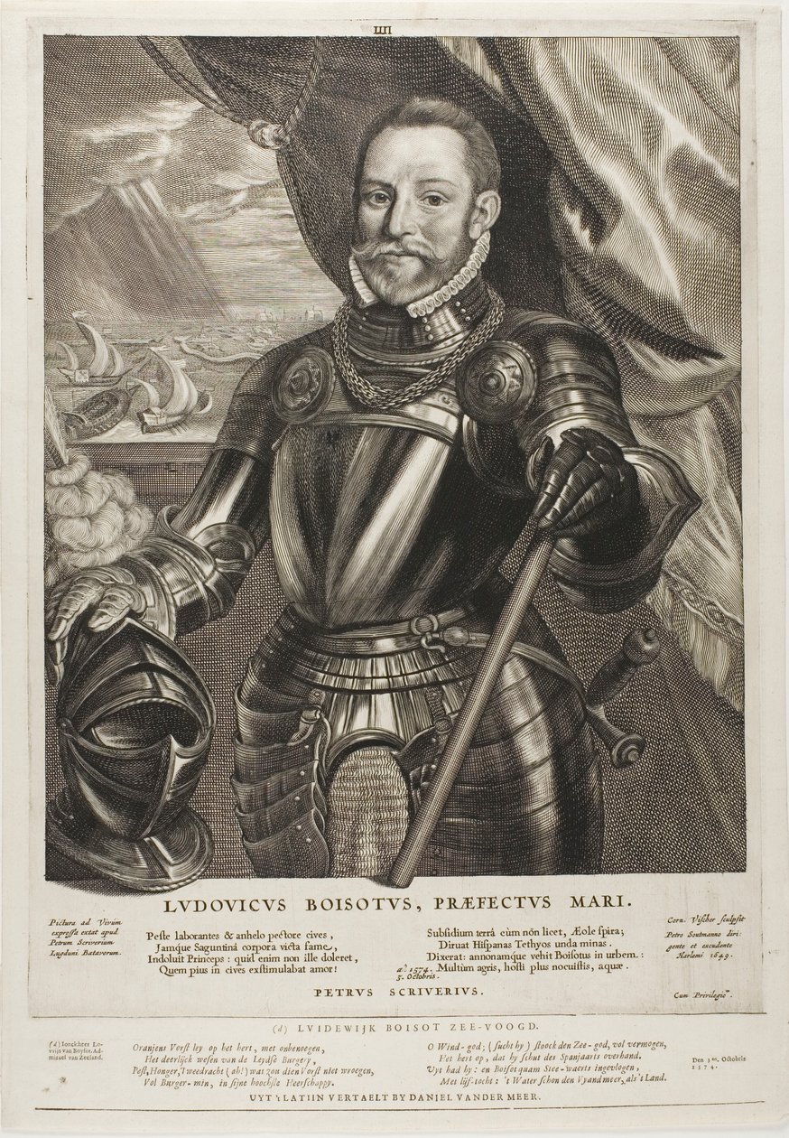 Lodewijk Boisot, amiral av Zeeland, skylt 4 från Quatuor Personae av Cornelis Visscher