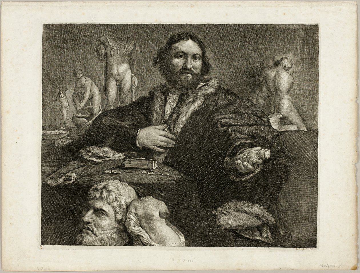 Porträtt av Andrea Odoni, från Cabinet Reynst; Cabinet Reynst: Gravyrer av olika bilder målade av kända konstnärer av Cornelis Visscher