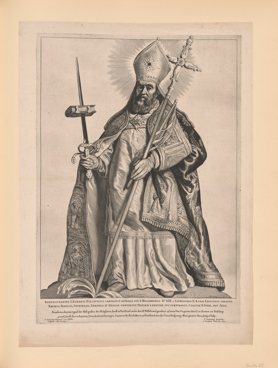 Saint Boniface, från Helgon i norra och södra Nederländerna av Cornelis Visscher