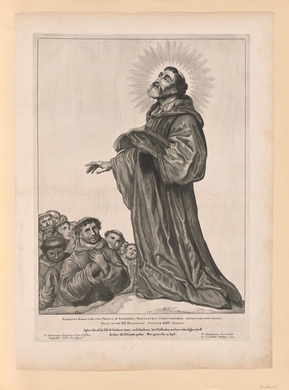 Saint Egbert the Abbot, från Helgon i norra och södra Nederländerna av Cornelis Visscher