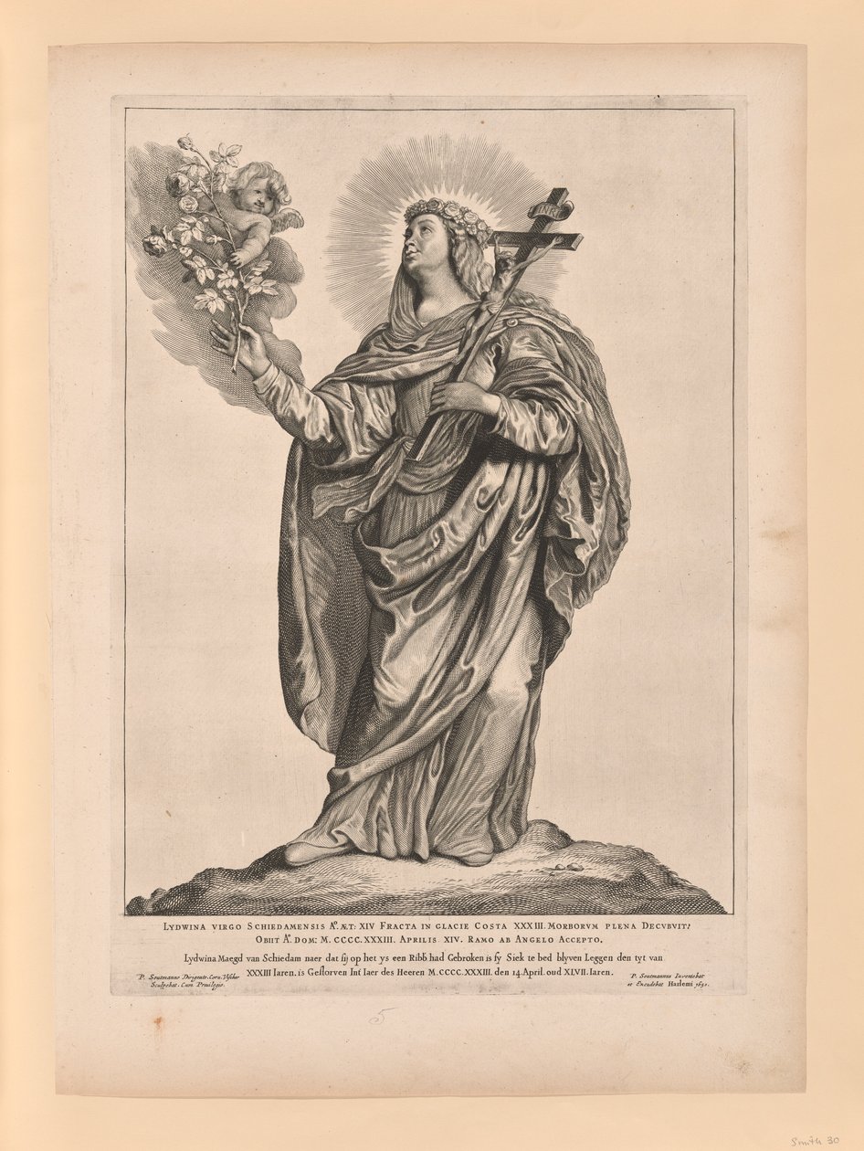Saint Liduina, från Helgon i norra och södra Nederländerna av Cornelis Visscher