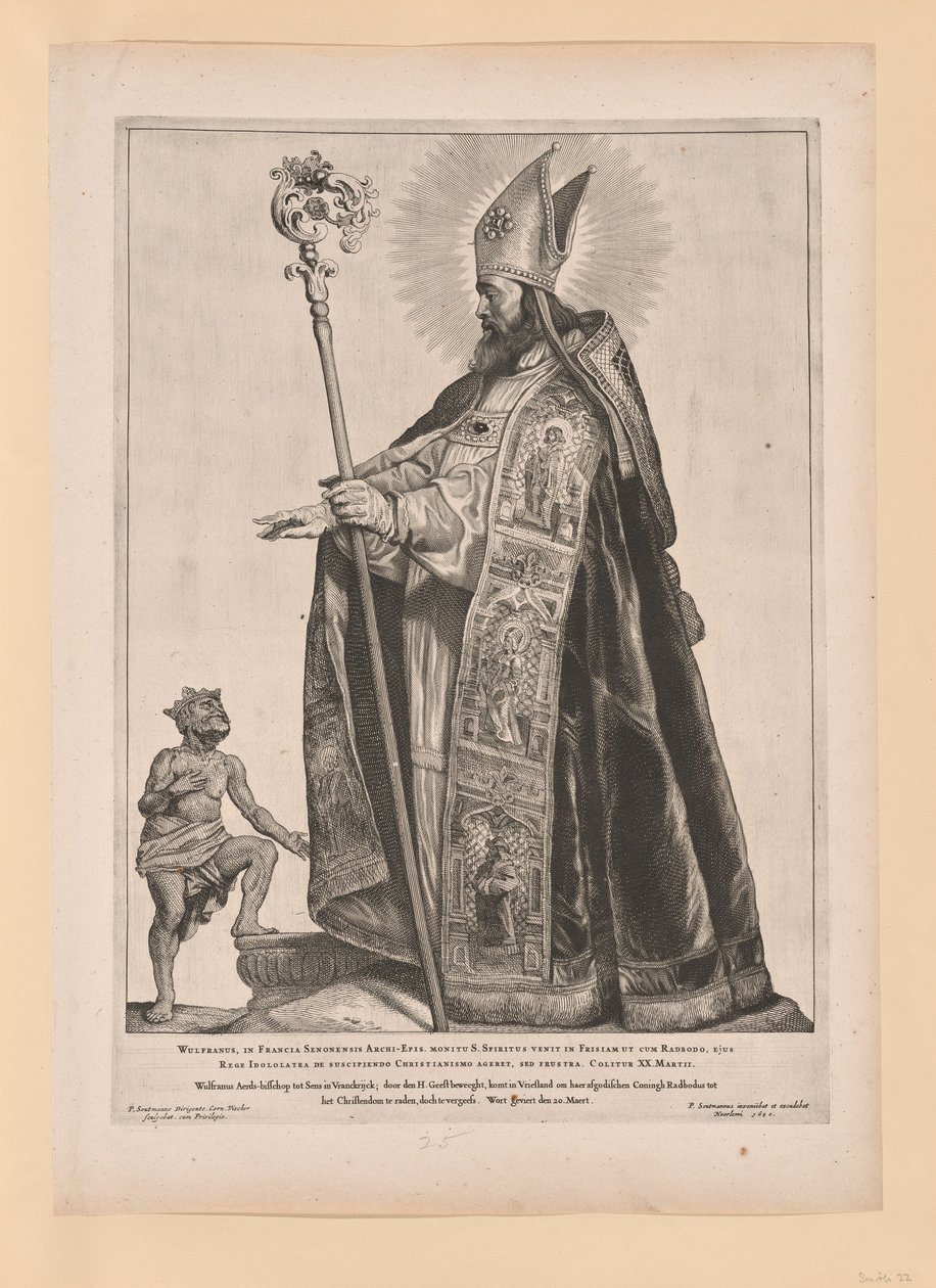 Saint Swithbert, från Helgon i norra och södra Nederländerna av Cornelis Visscher