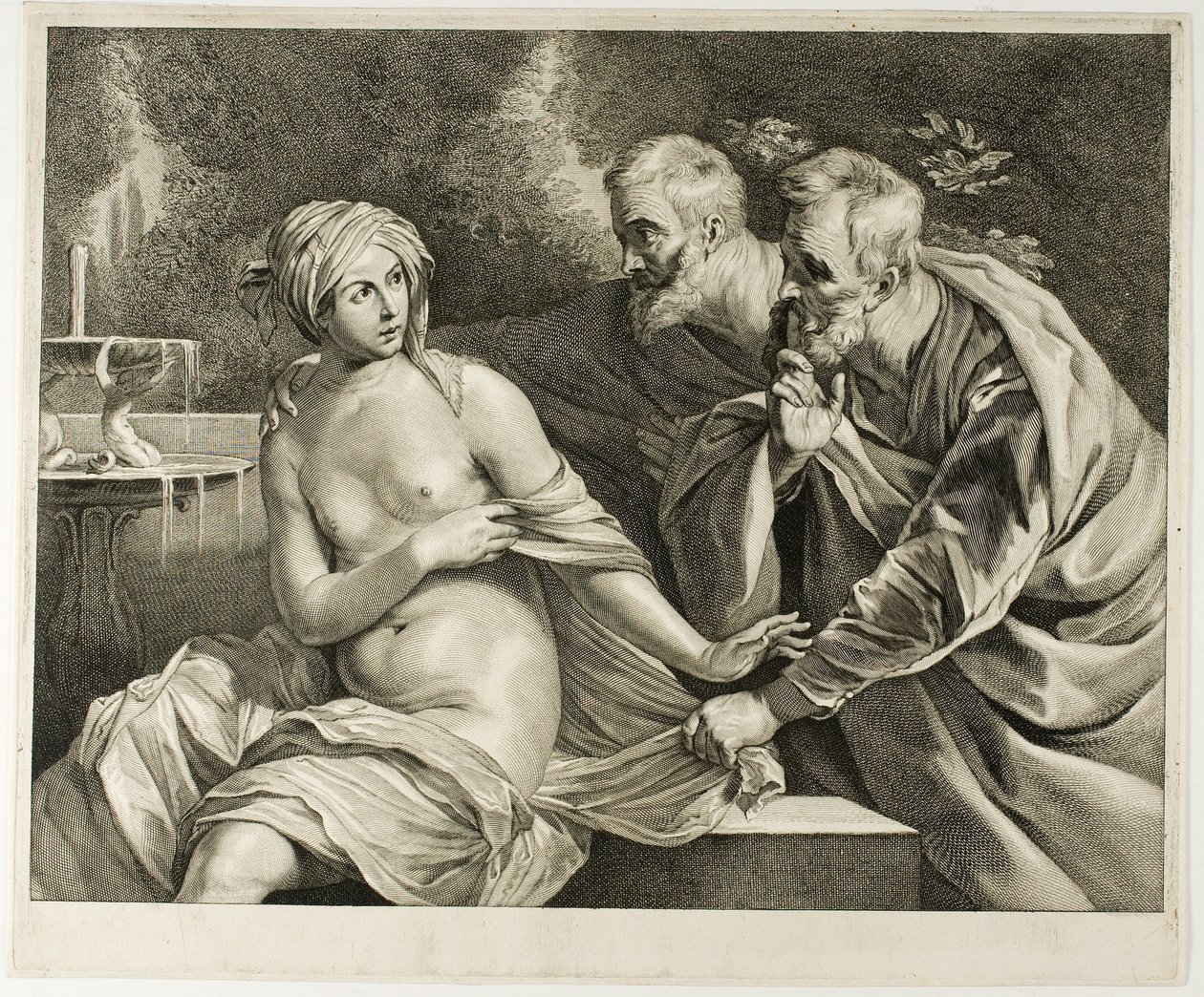 Susanna och de äldre, från kabinettet Reynst av Cornelis Visscher