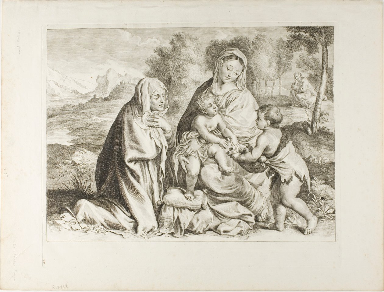 Den heliga familjen med Johannes döparen och Elisabet, från kabinett Reynst av Cornelis Visscher