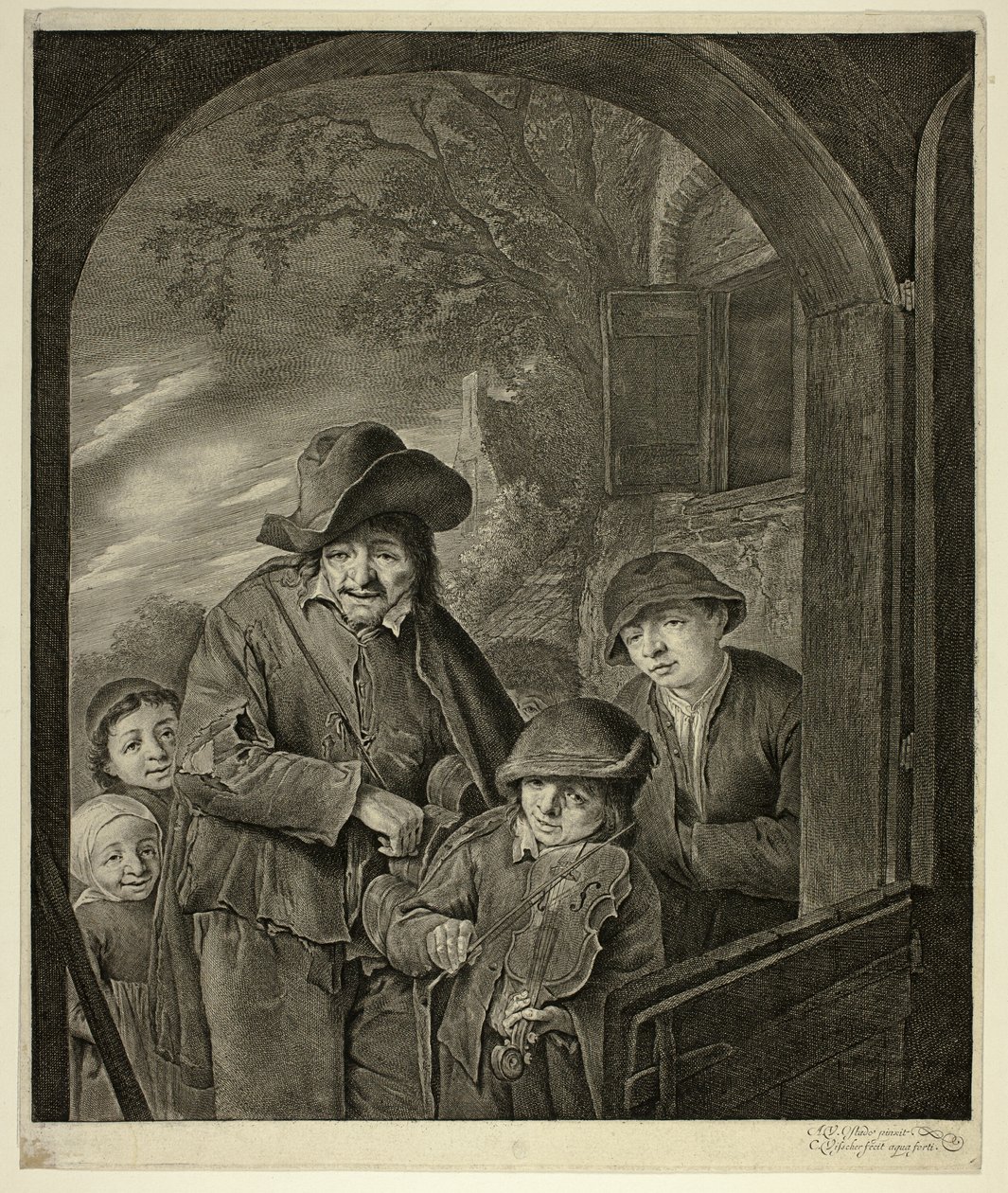 Hurdy-Gurdy-spelaren av Cornelis Visscher