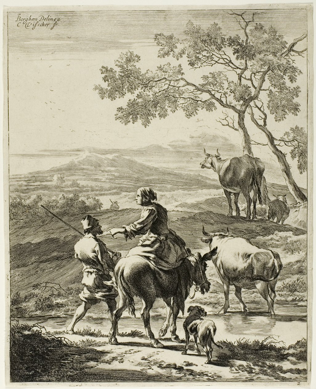 Kvinna på en åsna av Cornelis Visscher