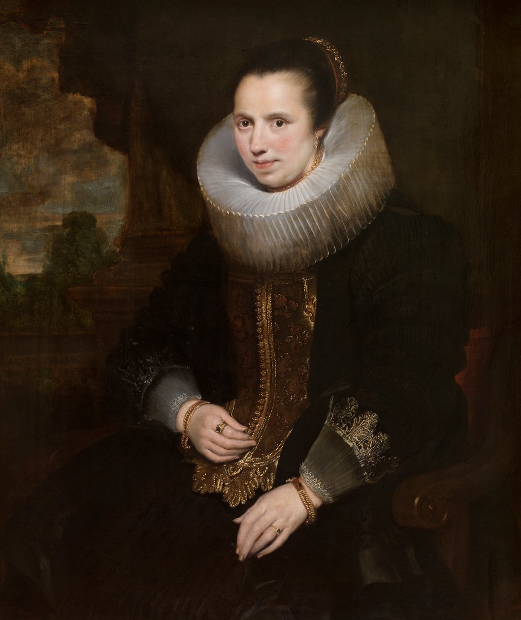 Elisabeth Hoegaerts (olja på duk) (par till 471109) av Cornelis de (attr. to) Vos