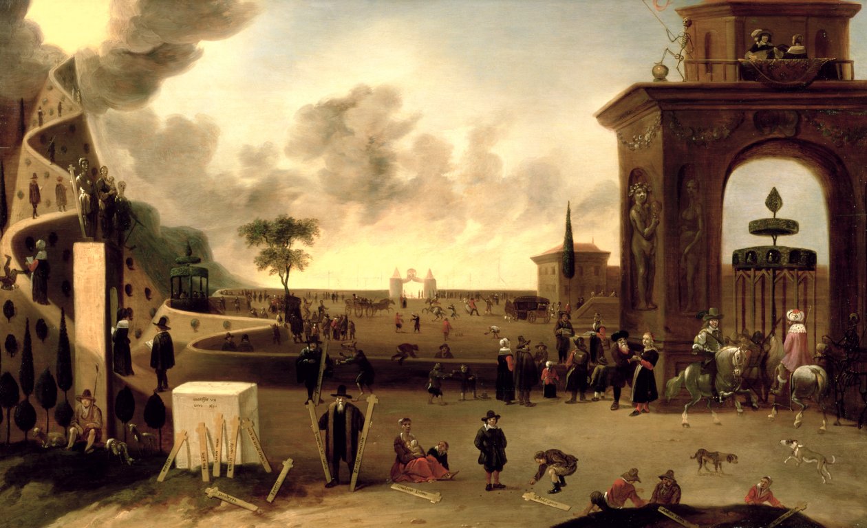 Den smala porten till himlen och den vida porten till helvetet av Cornelis de Bie