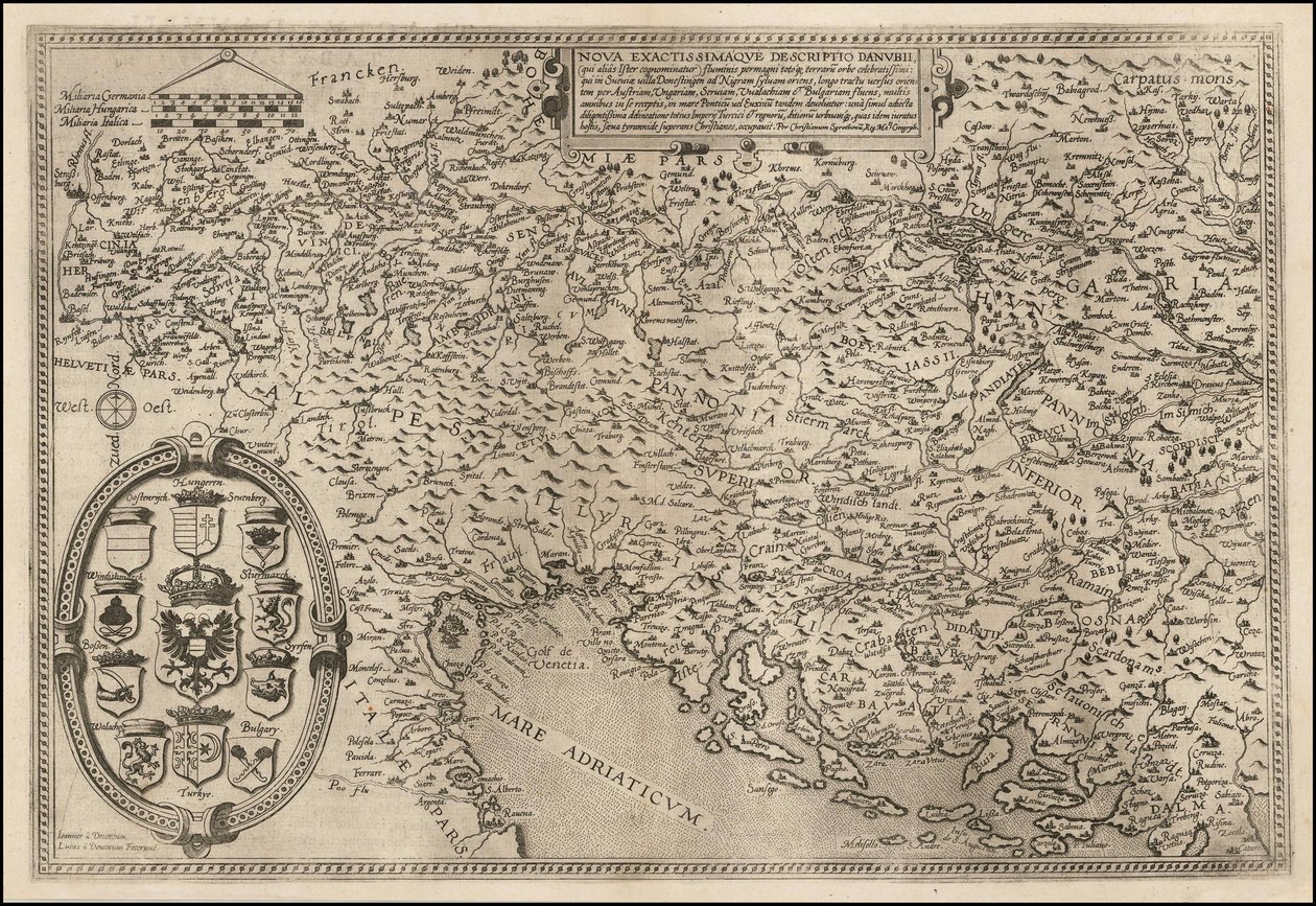 1593 års karta över Donau av Cornelis de Jode av Cornelis de Jode