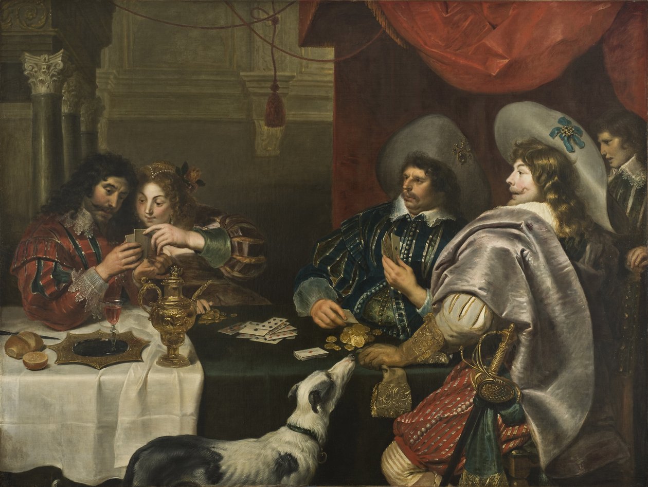 Kortspelet - Kortspelet, av Vos, Cornelis de (1584-1651). Olja på duk. Mått: 171x228cm. Nationalmuseum Stockholm av Cornelis de Vos