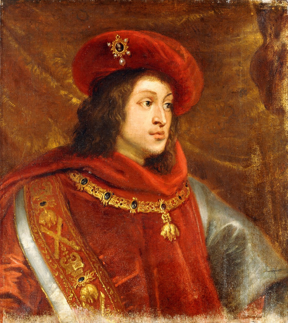 Porträtt av Filip I av Spanien, bystlång, klädd i Guldfleeceorden, av Cornelis de Vos