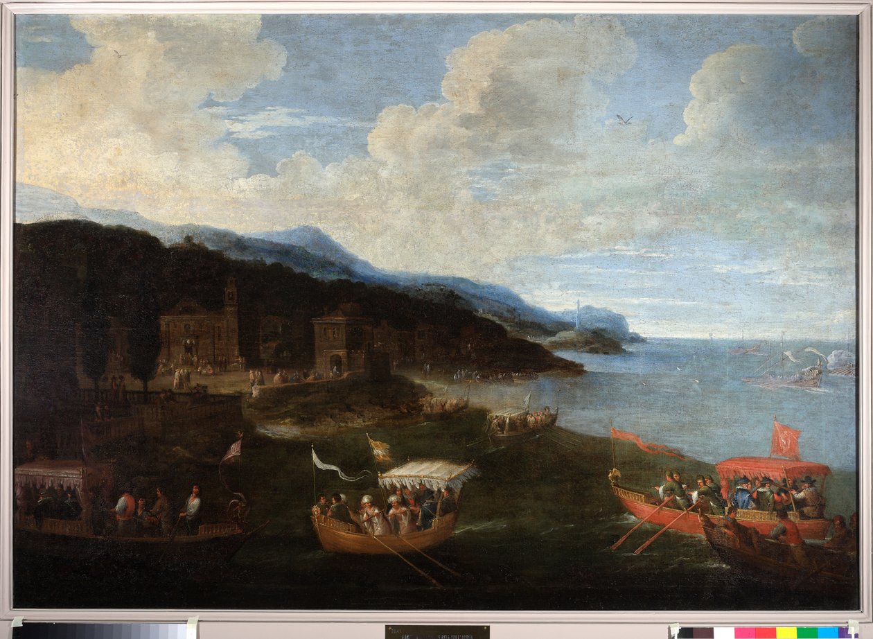 Båtar från patricierfamiljer i västra Genua av Cornelis de Wael