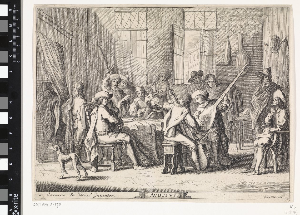 hörsel Avditvs (titel på objekt) Fem sinnen (serietitel) av Cornelis de Wael