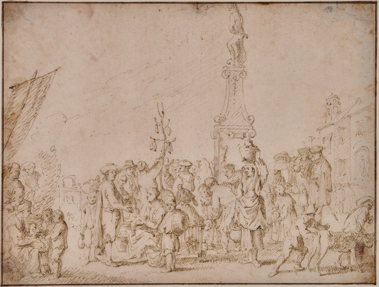 Italiensk marknadsscen av Cornelis de Wael