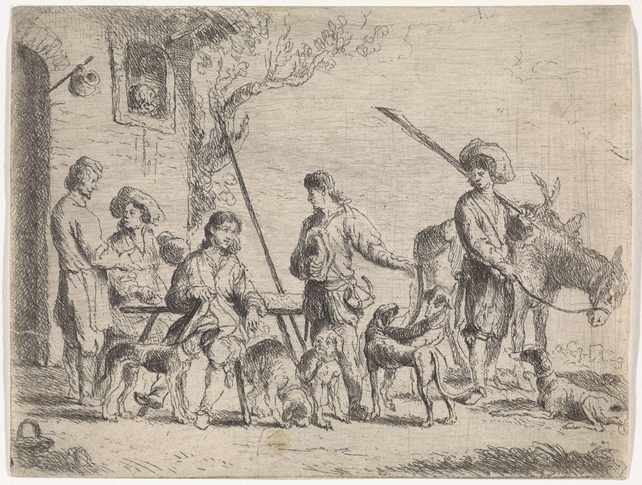 Jägare framför ett värdshus Genrescener (serietitel) av Cornelis de Wael