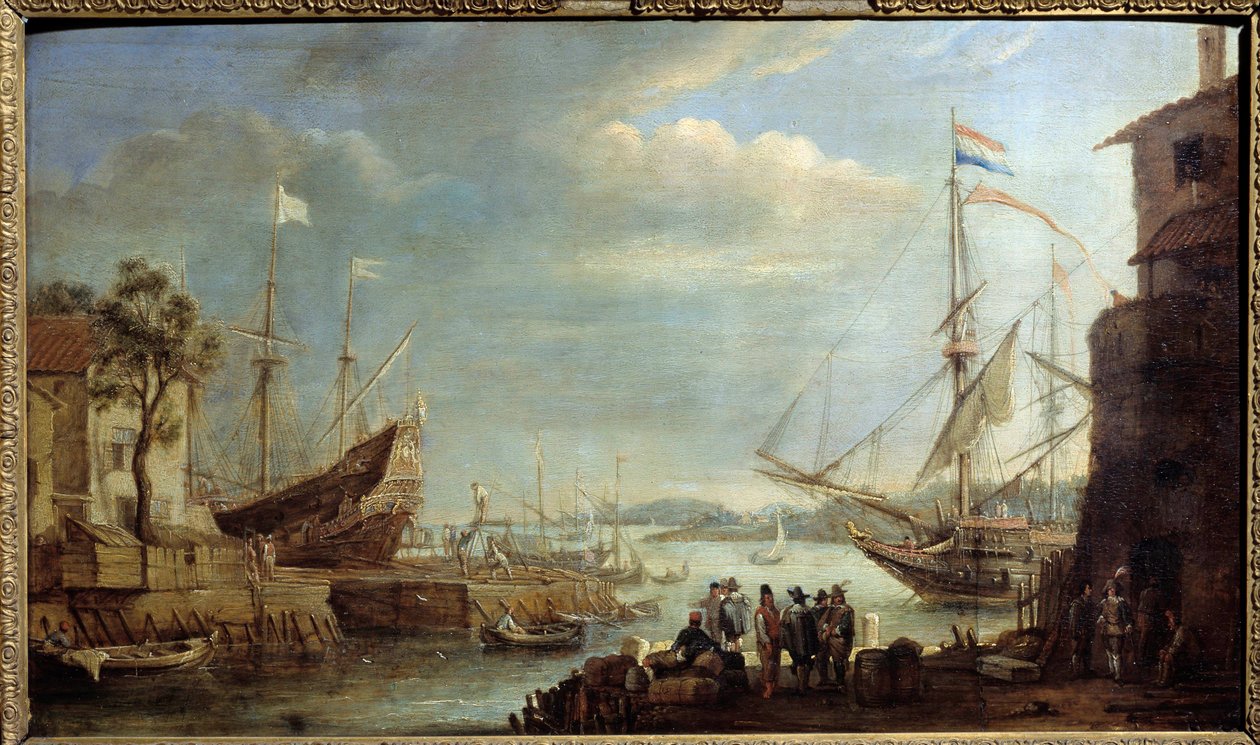 Havshamn på 1600-talet Målning av Cornelius de Waez (1592-1667) 1600-talet Chalons sur Marne, Museum of Fine Arts av Cornelis de Wael
