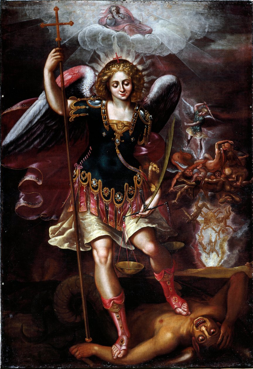 Ärkeängeln Sankt Mikael (olja på trä av Cornelis de Wael
