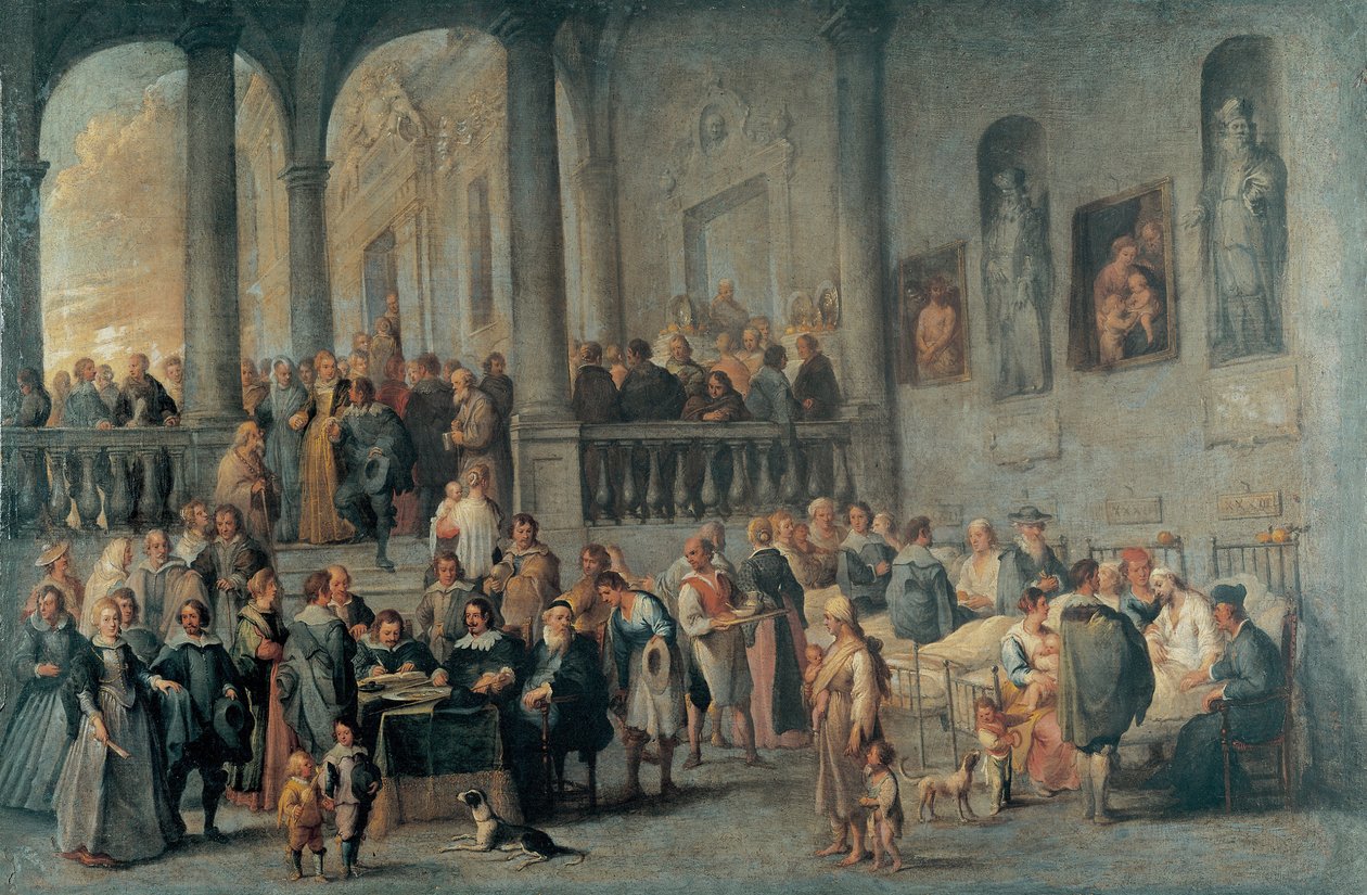 Att besöka de sjuka av Wael, Cornelis, från (1592-1667). Olja på duk, storlek: 99x152, ca. 1640, Strada Nuovas museum, Genua av Cornelis de Wael