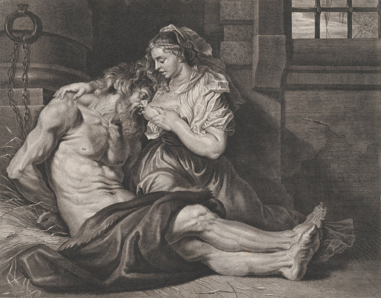 Cimon och Pero, ca. 1650-80. av Cornelis van Caukercken