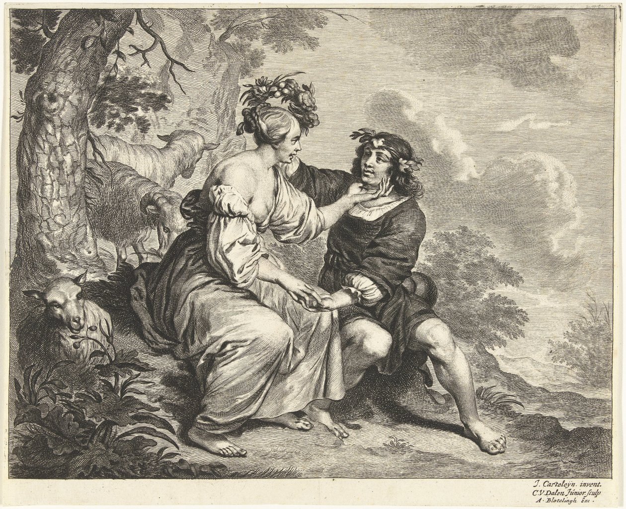 Herde och herdinna i landskapet av Cornelis van Dalen (II)