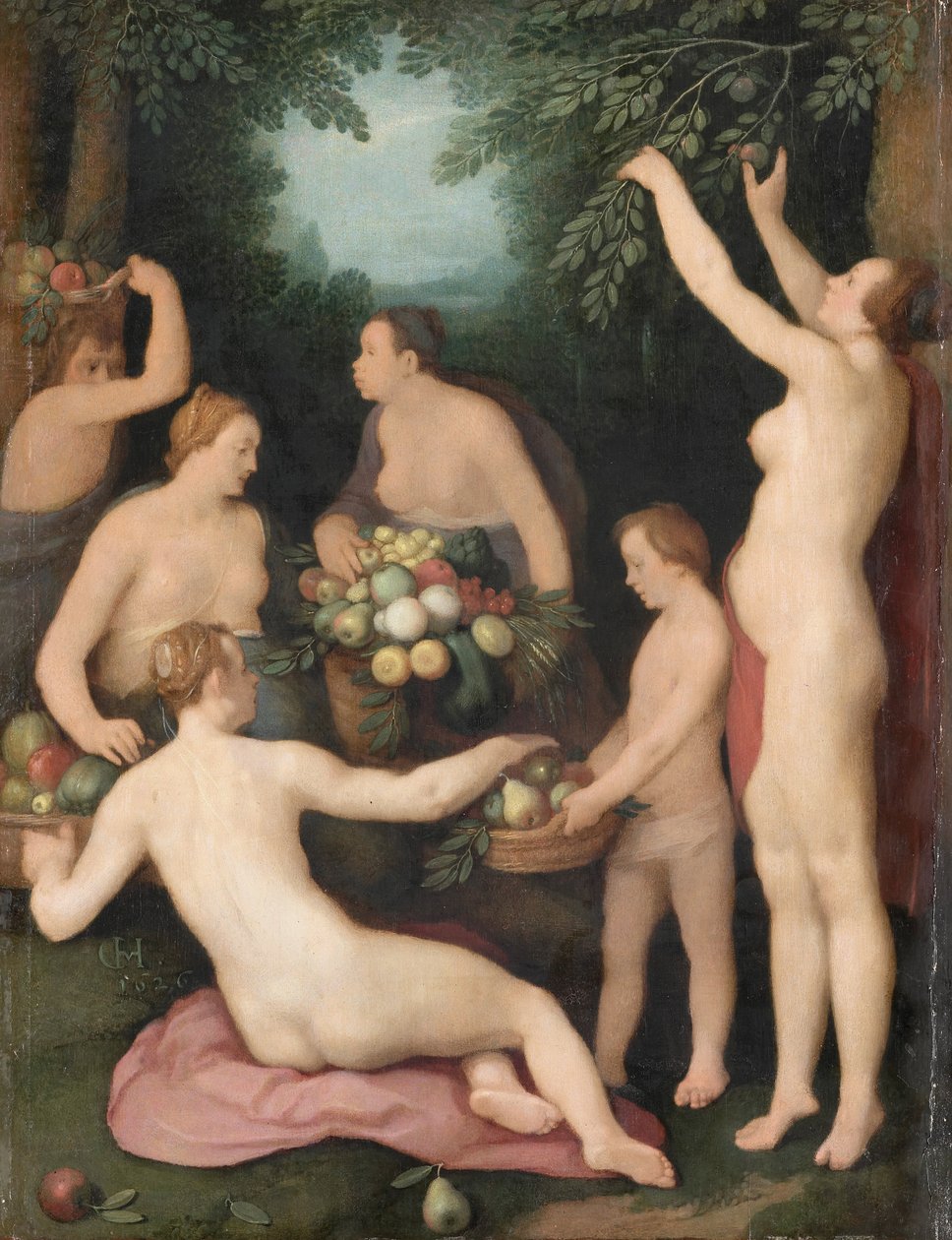 Pomona tar emot skörden av frukt av Cornelis van Haarlem