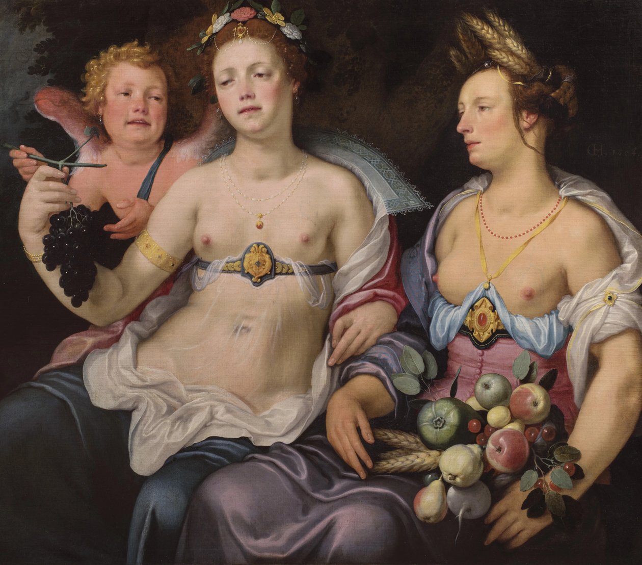Venus, Amor och Ceres av Cornelis van Haarlem