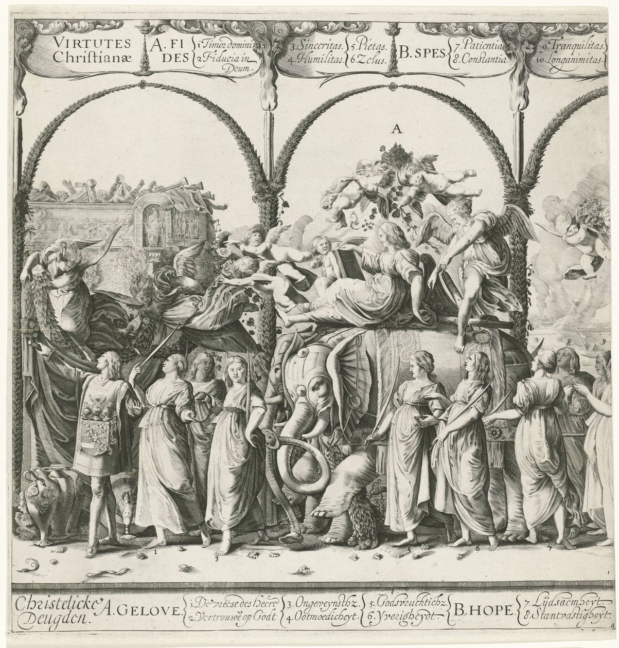 Triumf av William av Orange, tallrik a Currus triumphalis Illustris / Triumf av William av Orange (serietitel) av Cornelis van Kittensteyn