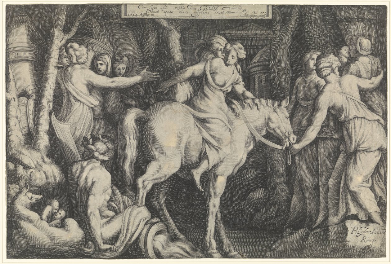 Cloelias flyg över Tibern Cloelia (titel på objekt) av Cornelis van Kittensteyn
