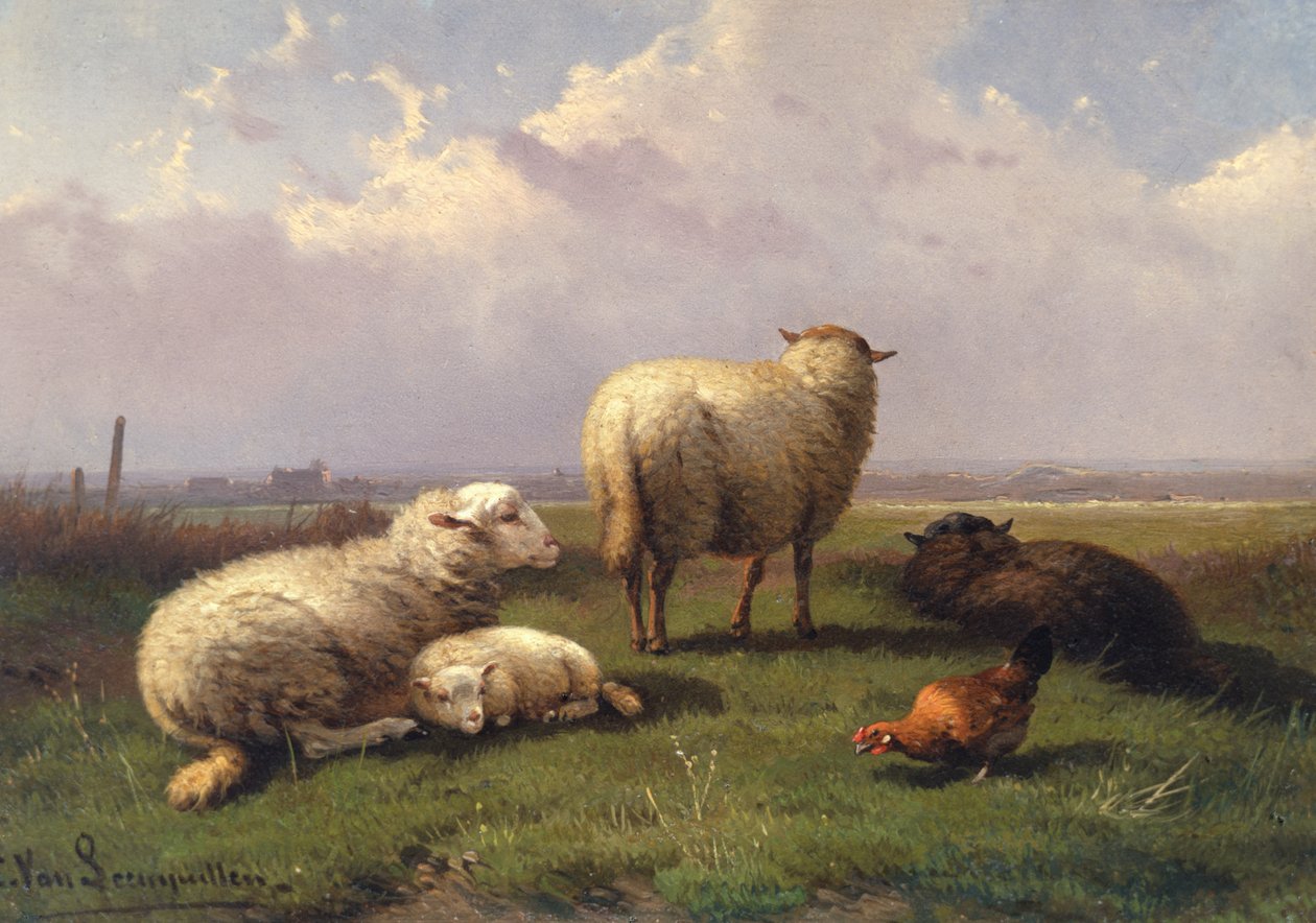 Får som slumrar i en hage, 1800-talet av Cornelis van Leemputten