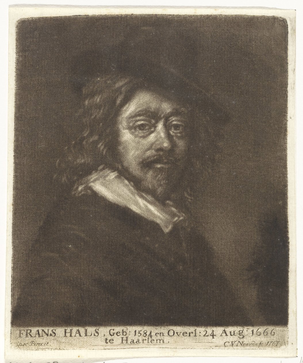 Porträtt av Frans Hals med hatt av Cornelis van Noorde (attributed to workshop of)