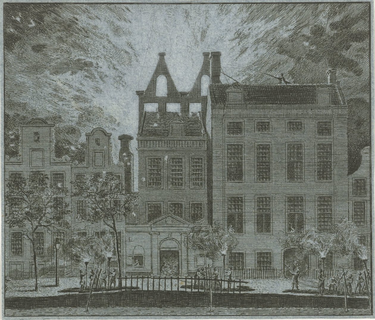 Brand i Amsterdam Schouwburg, 1772 av Cornelis van Noorde