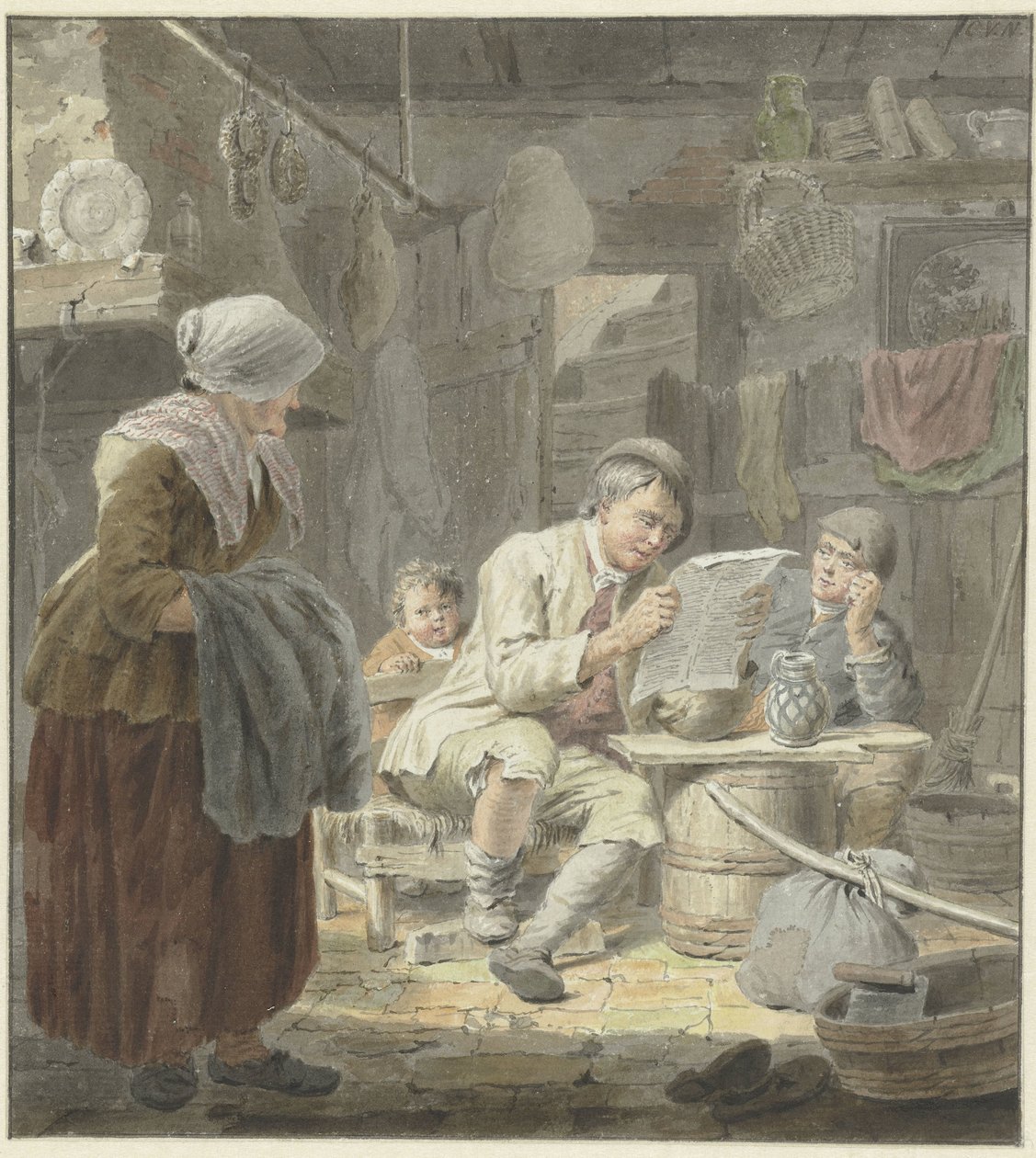 Tidningsläsaren av Cornelis van Noorde