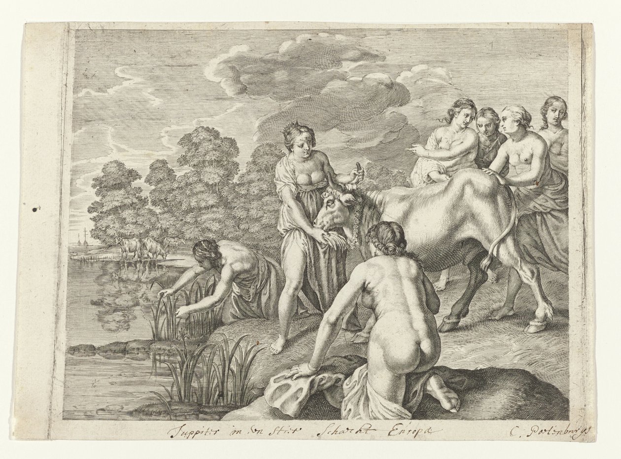 Jupiter spelar schack i Europa Metamorphoses of Ovid (serietitel) av Cornelis van Poelenburch (possibly)