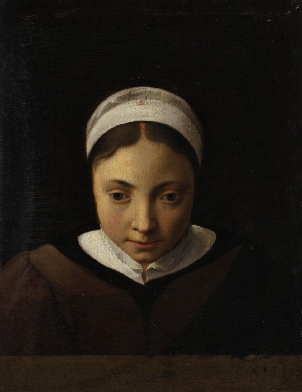 Bröstbild av en ung flicka av Cornelis van Poelenburch