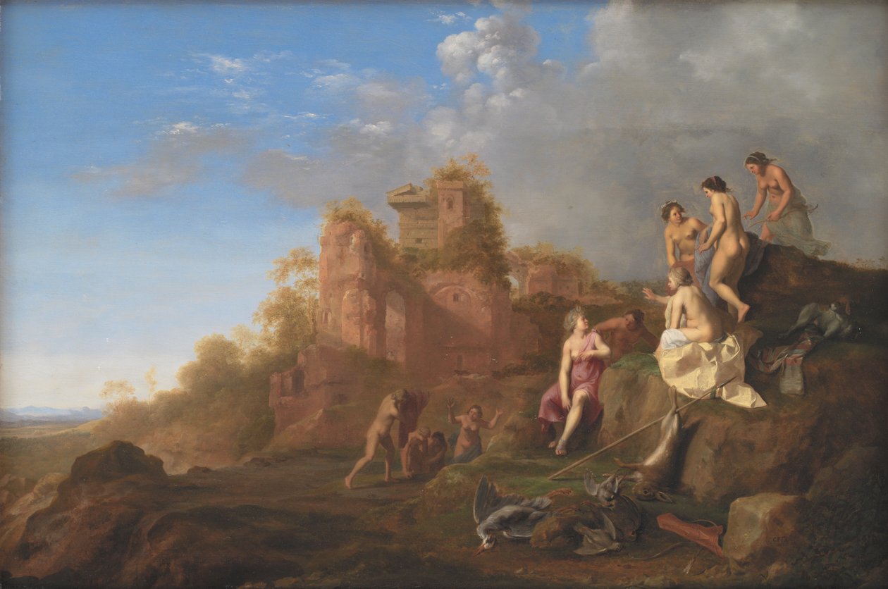 Diana och hennes nymfer av Cornelis van Poelenburch
