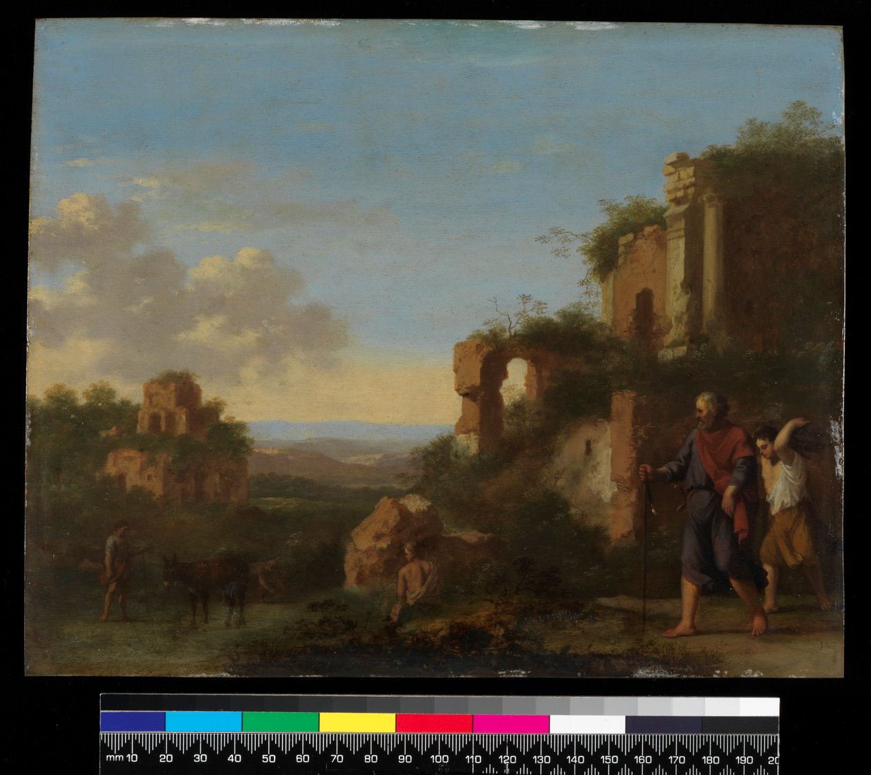 Landskap, med Abraham och Isak, före 1667 (olja på koppar) av Cornelis van Poelenburgh