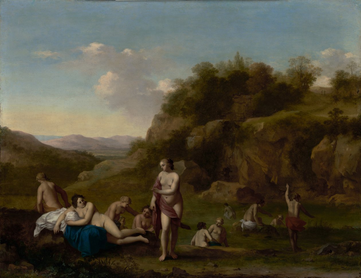Landskap med badande nakenmodeller av Cornelis van Poelenburgh