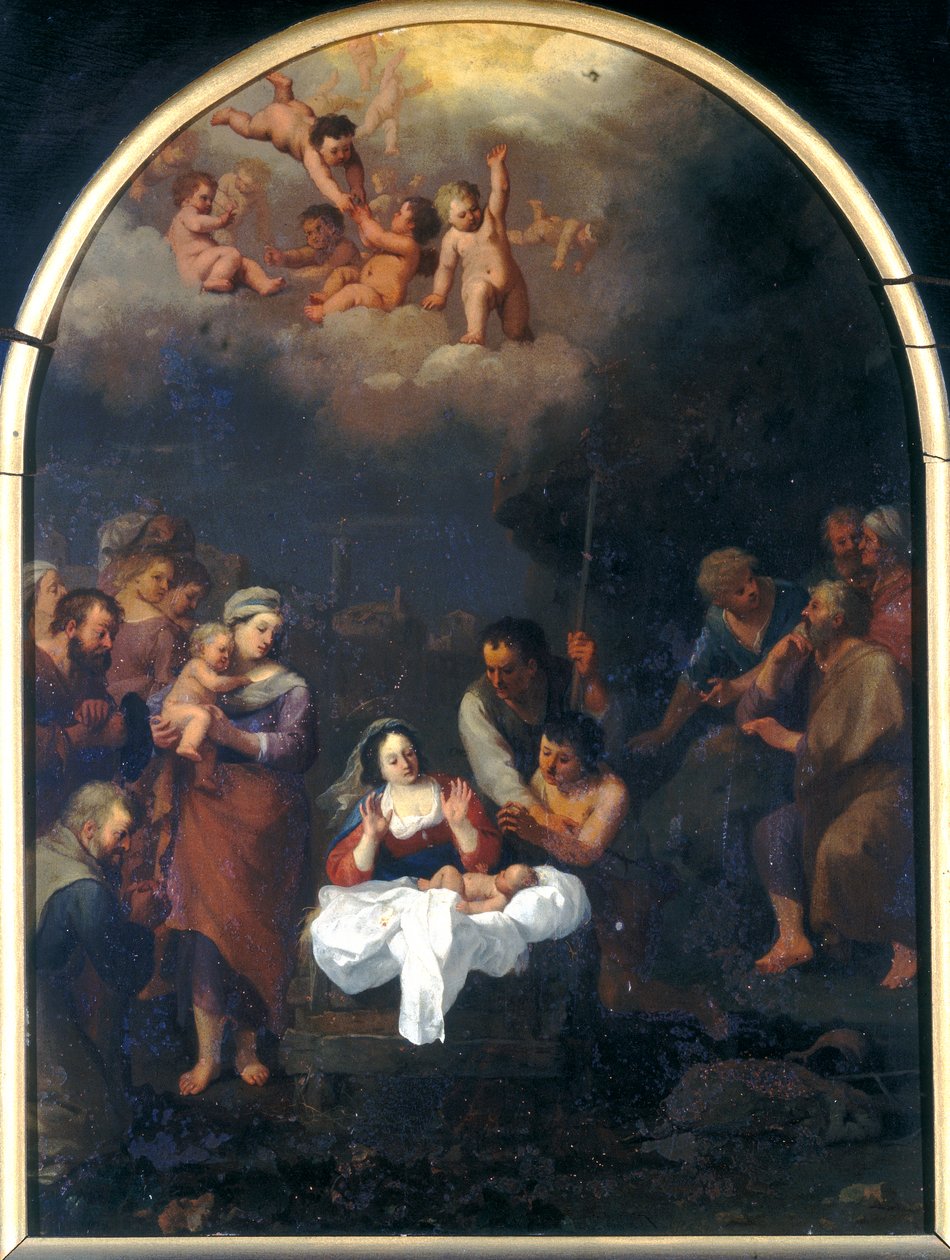 Tillbedjan av herdarna av Cornelis van Poelenburgh or Poelenburch