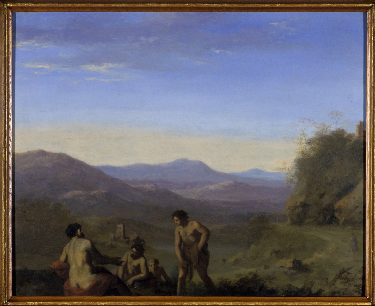 Arkadiskt landskap (olja på koppar) av Cornelis van Poelenburgh or Poelenburch