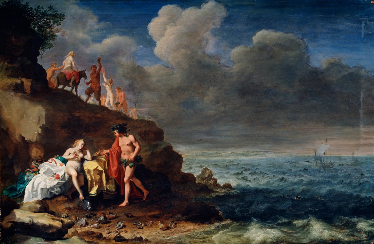 Bacchus och Ariadne på ön Naxos, 1600-talet av Cornelis van Poelenburgh or Poelenburch