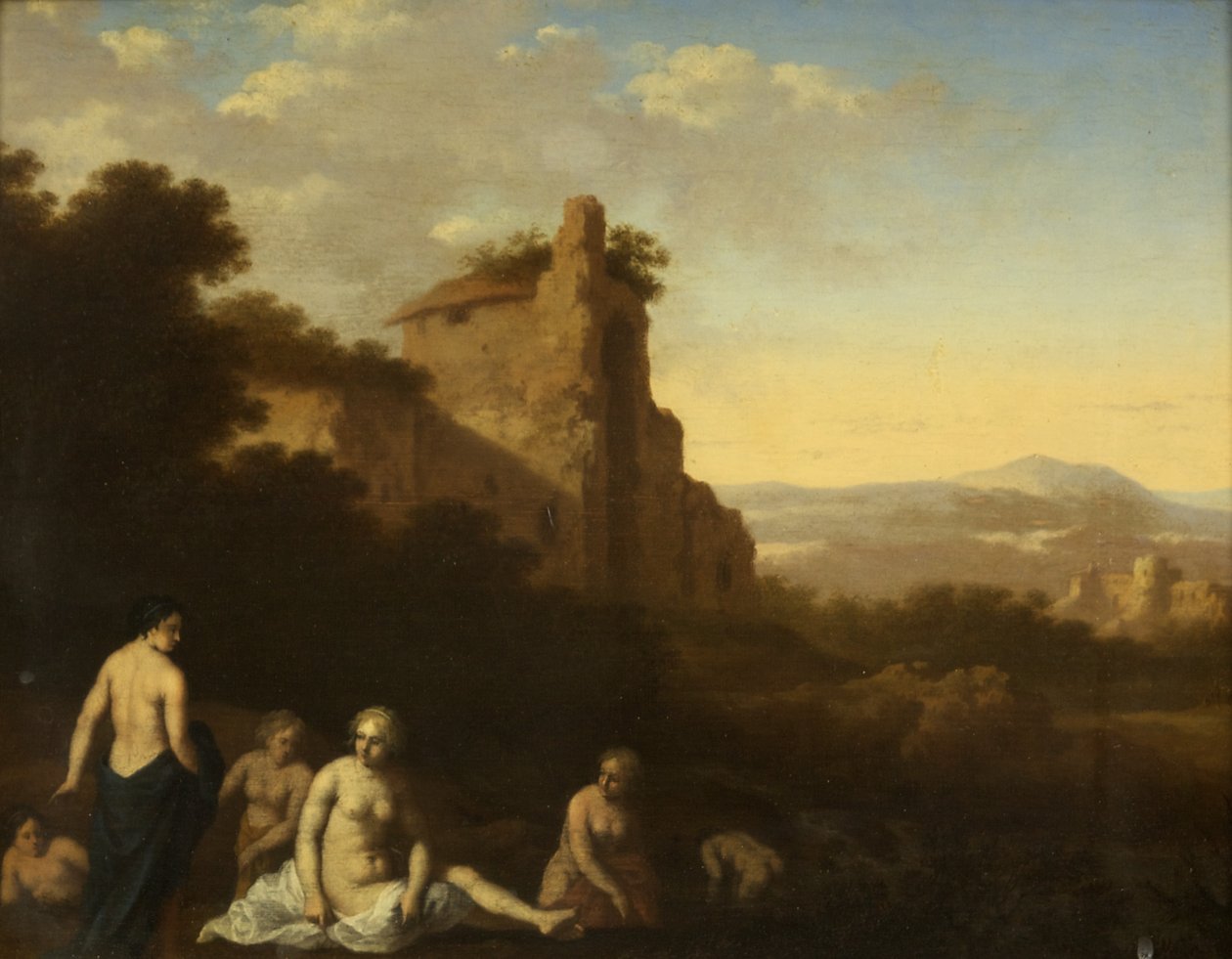 Nymphs Bathing (olja på panel) av Cornelis van Poelenburgh or Poelenburch