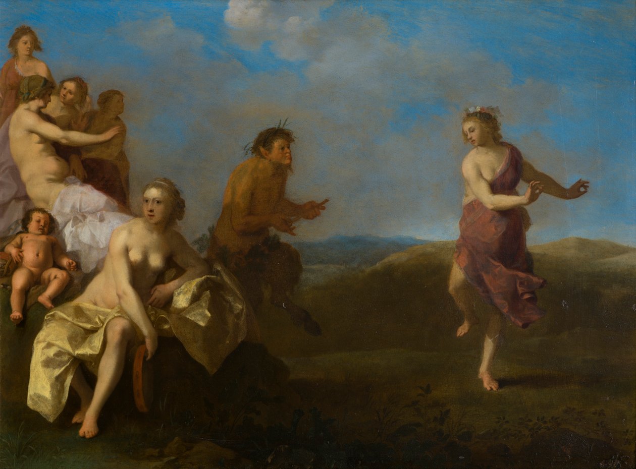 Nymphs and a Satyr, ca 1621 (olja på koppar) av Cornelis van Poelenburgh or Poelenburch