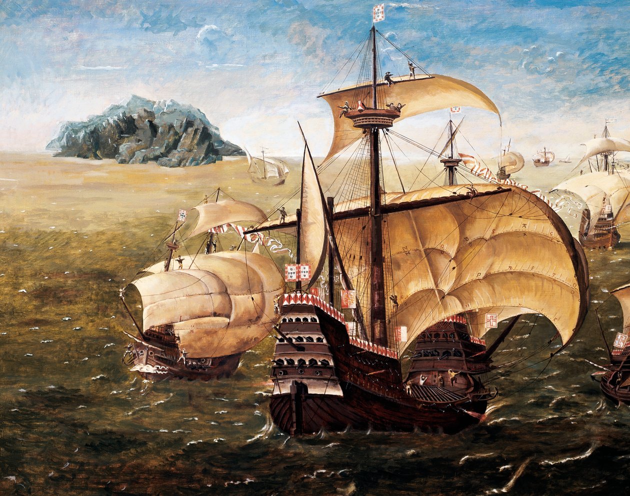 Den portugisiska flottan, kopia av målning av Cornelis Anthonisz On (1499-1557) av Cornelisz Anthonisz